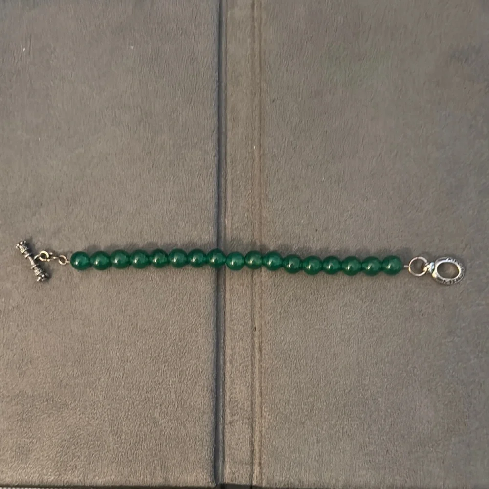 King Baby Green Agate Bracelet with Silver Toggle Clasp - Picture 3 of 7